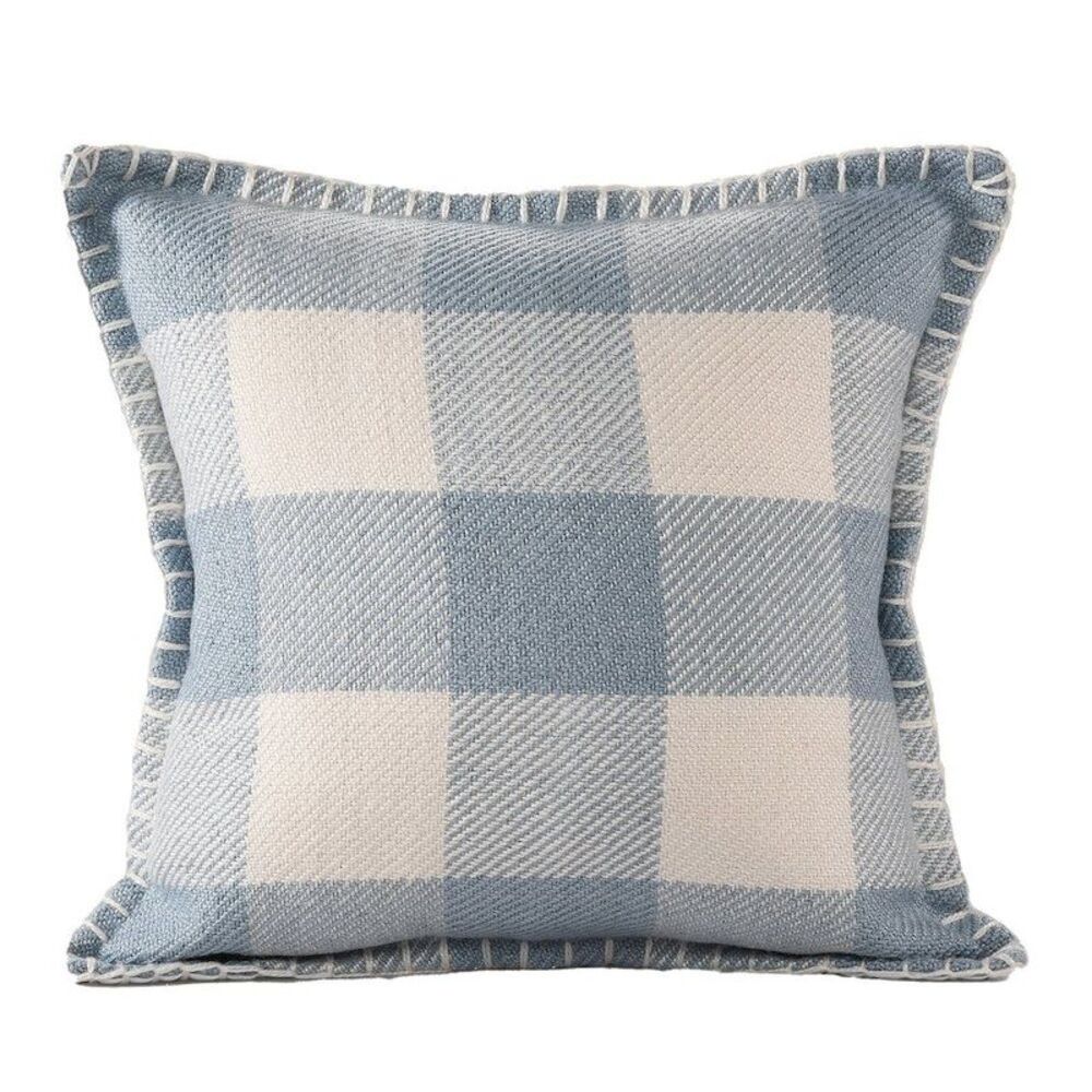 LR Home Denver Performance Poly Filled Pillow in Blue/Ivory, 20" x 20"